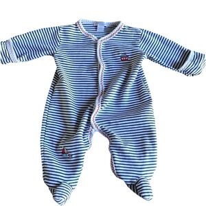 Kissy Kissy Pima Cotton Baby Footie Sleeper With Snaps Nautical Stripe 0-3 Month